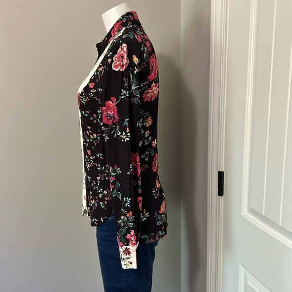 MAJE Shirt Printed Women's Ciller Two Tone Floral Print Top Sz 1 US Small - Picture 7 of 14